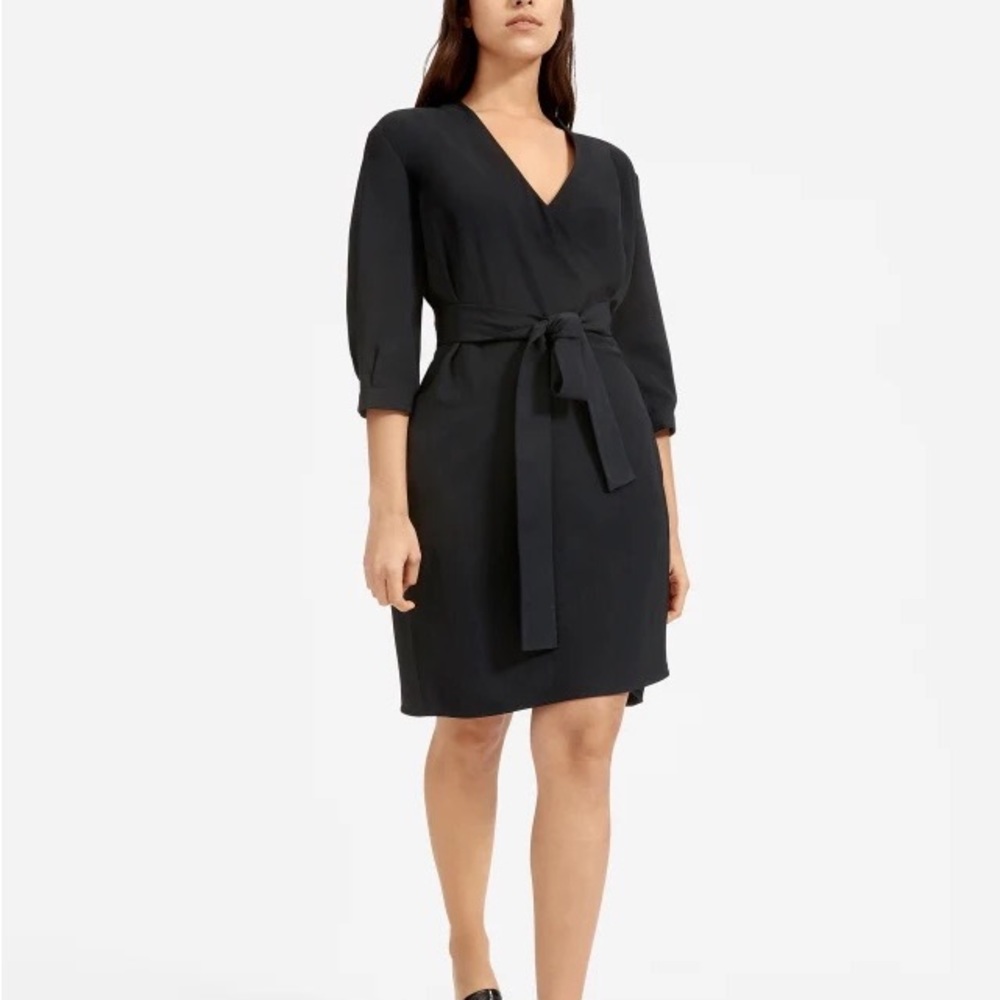 Everlane Japanese GoWeave Long-Sleeve Mini Wrap Dress. Size 8.